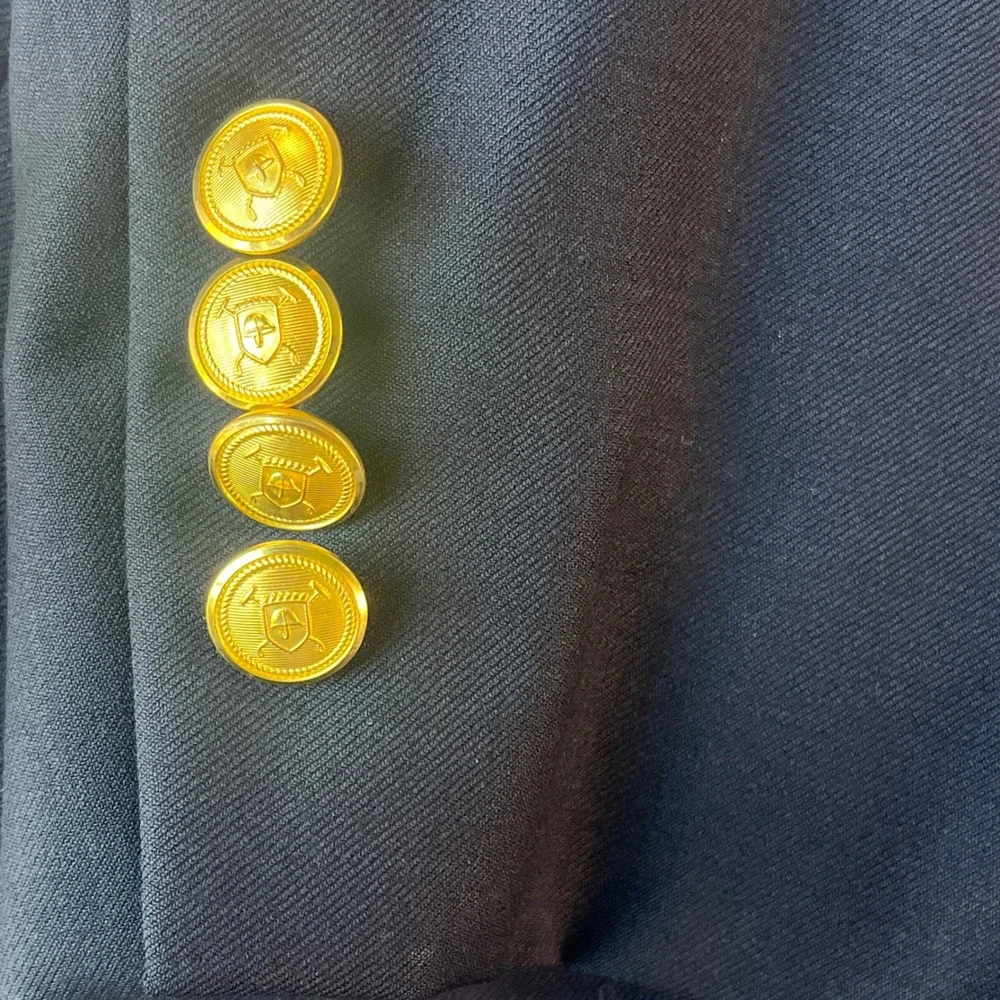 Lauren Ralph Lauren Blazer Mens 44R Navy Blue 100% Wool Gold Crest Button Coat